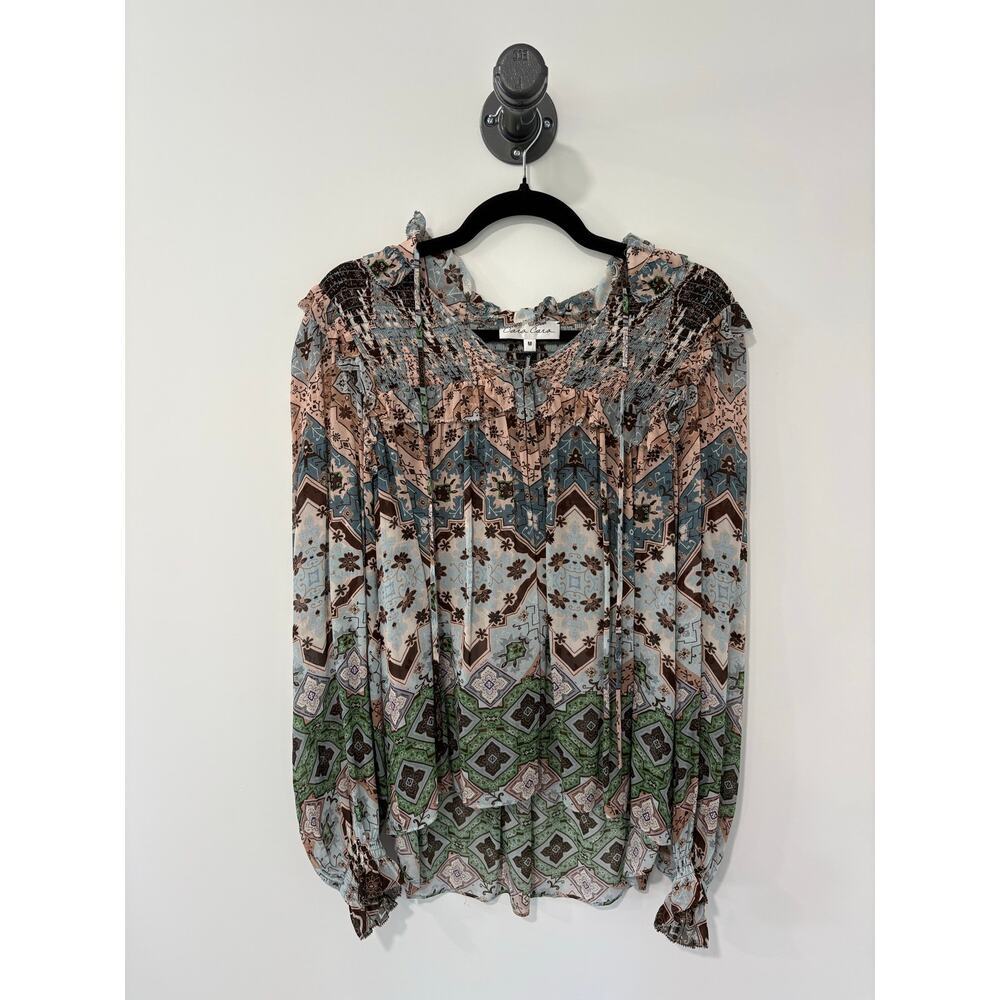 Cara Cara Long Sleeve Smocked Blouse Size M